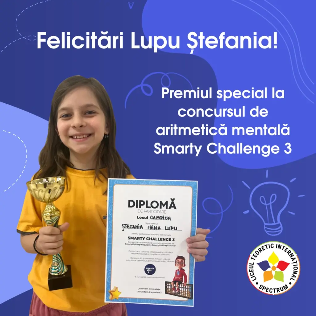 Stefania Lupu Premiul Special la Liceul Spectrum Iași