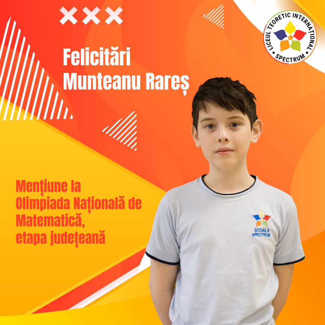 Rareș Munteanu – Mențiune la Olimpiada Națională de Matematică, Etapa județeană