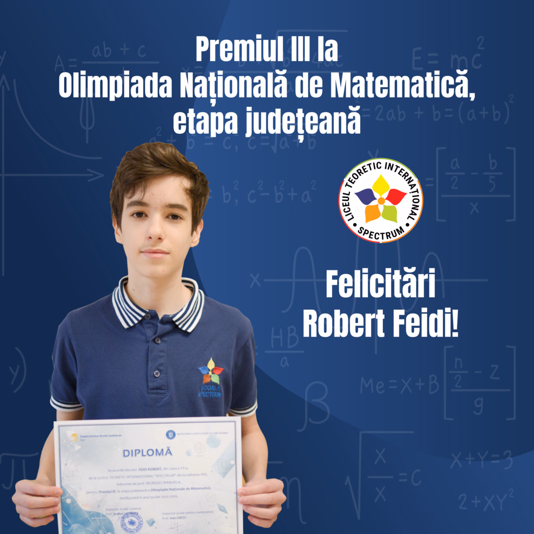 Performanță la Matematică: Robert Feidi ocupă Locul 3 pe județ